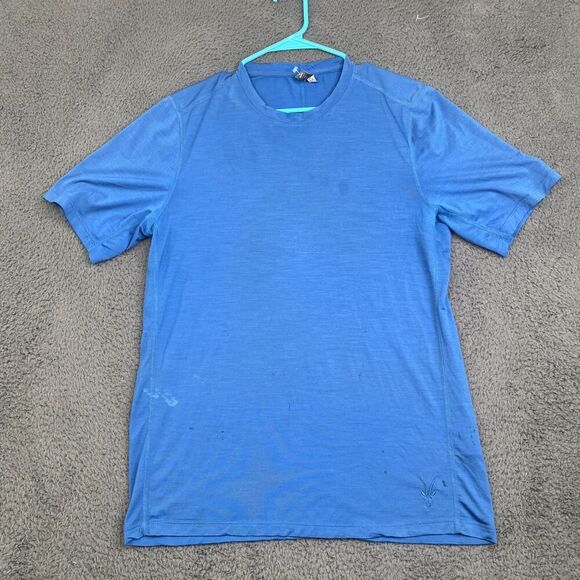 Ibex Mens T-Shirt Medium Blue Merino Wool USA Hiking Outdoor Base Gorp - Picture 1 of 14